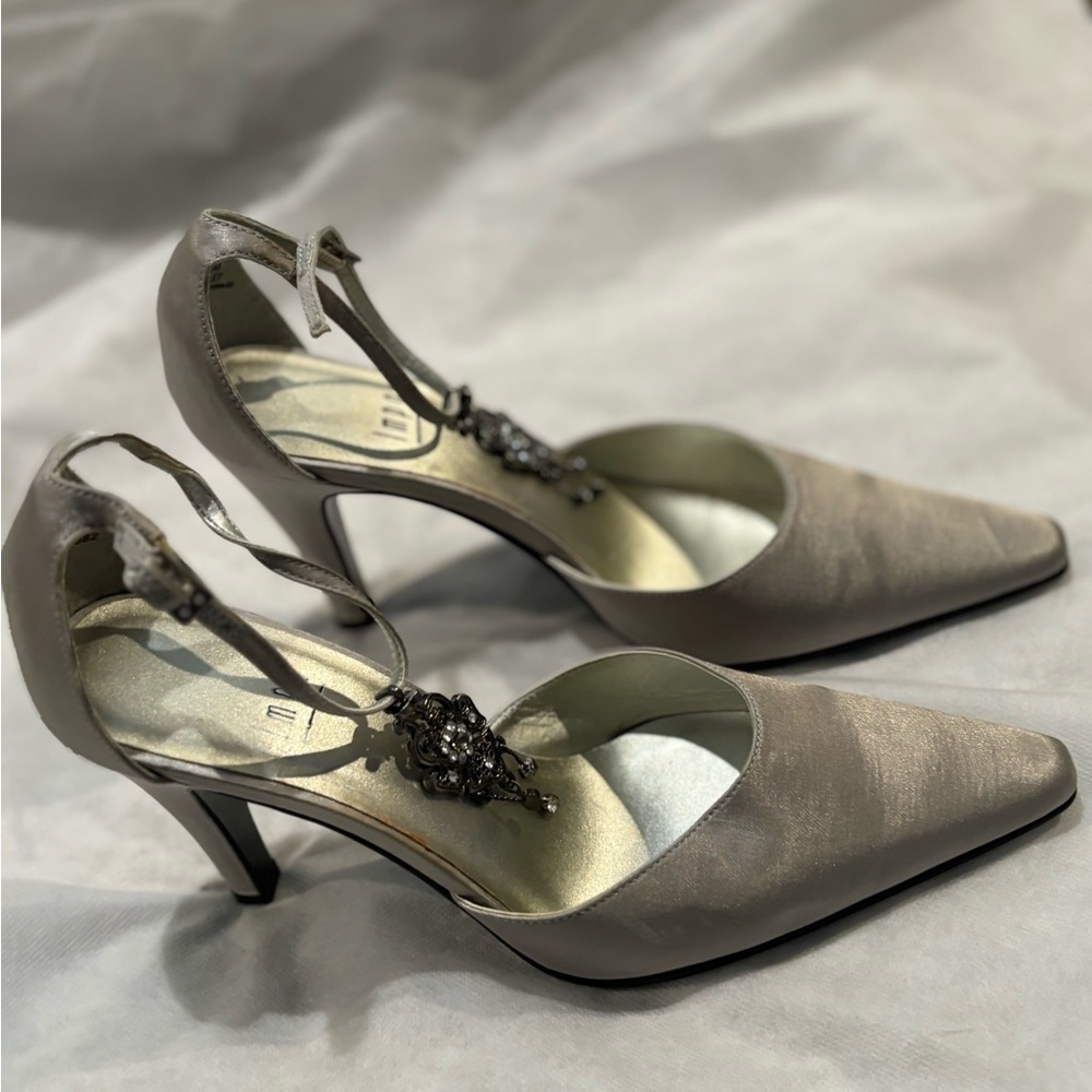 Impo Satin Ankle Strap with Rhinstoned